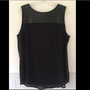 Leather and sheer blouse - L